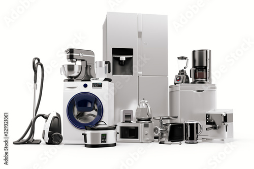 3d render of home appliances collection set photo