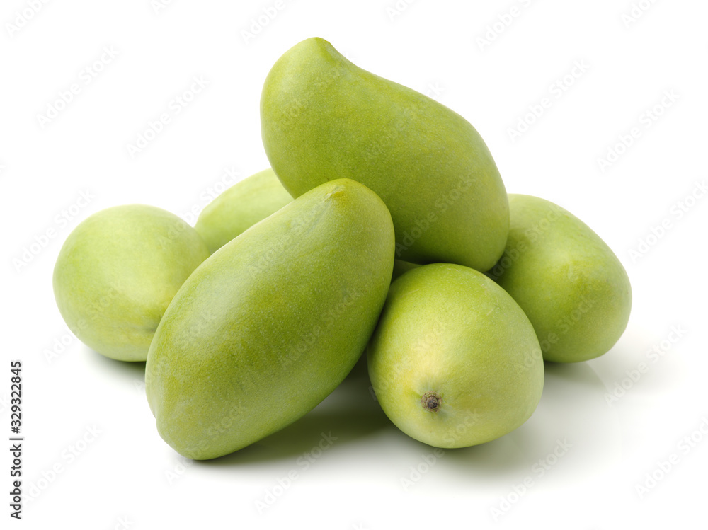 Green mango isolated on a white background Green mango isolated on a white background