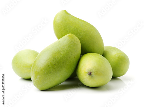 Wallpaper Mural Green mango isolated on a white background Torontodigital.ca