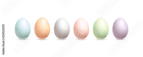 Pastel dyed easter eggs collection isolated on white background , Vector