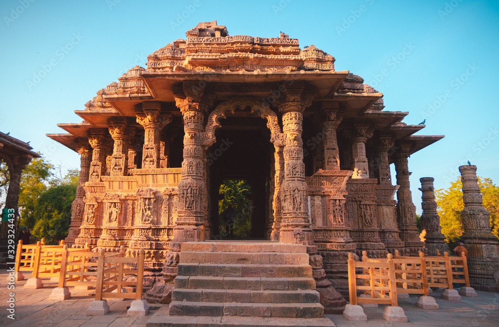 Modhera Sun Temple (Surya Mandir) India with first sun rays....