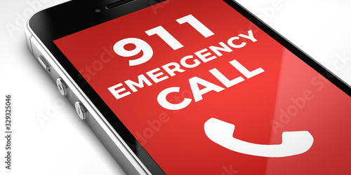 close up of a mobile phone with the emergency number 911 displayed