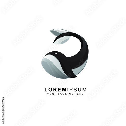 Whale black premium logo design