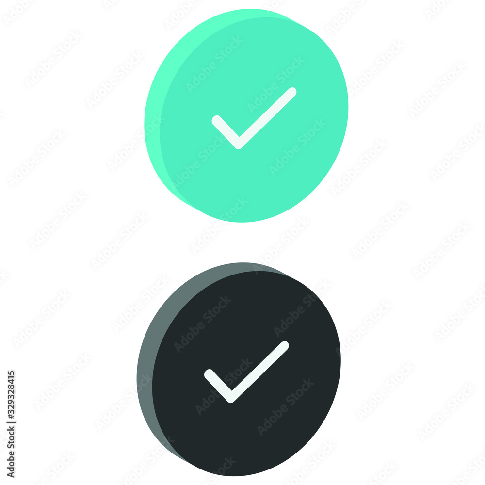 Flat check mark Icon in isometric style Flat check mark Icon in isometric style