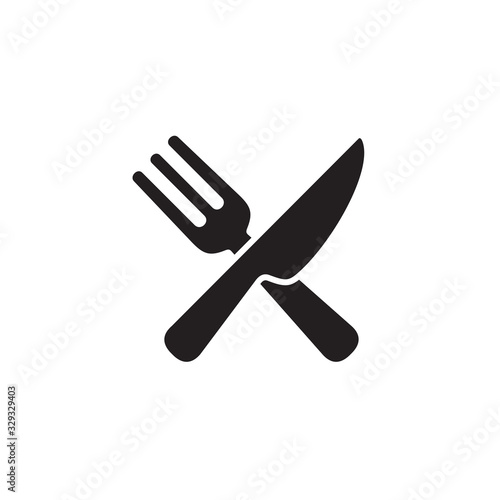 Simple fork and knife flat icon design vector