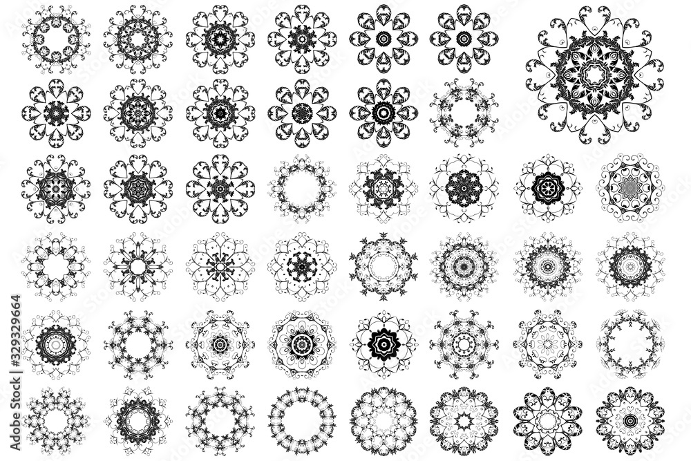Beautiful ornaments for your design on background. Round ornaments. Set Beautiful ornaments for your design on background. Round ornaments. Set