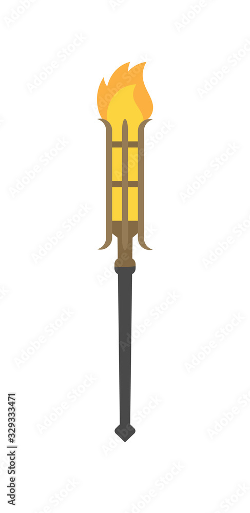 Cartoon illustration Torch for games. Vector drawing object for applications. 