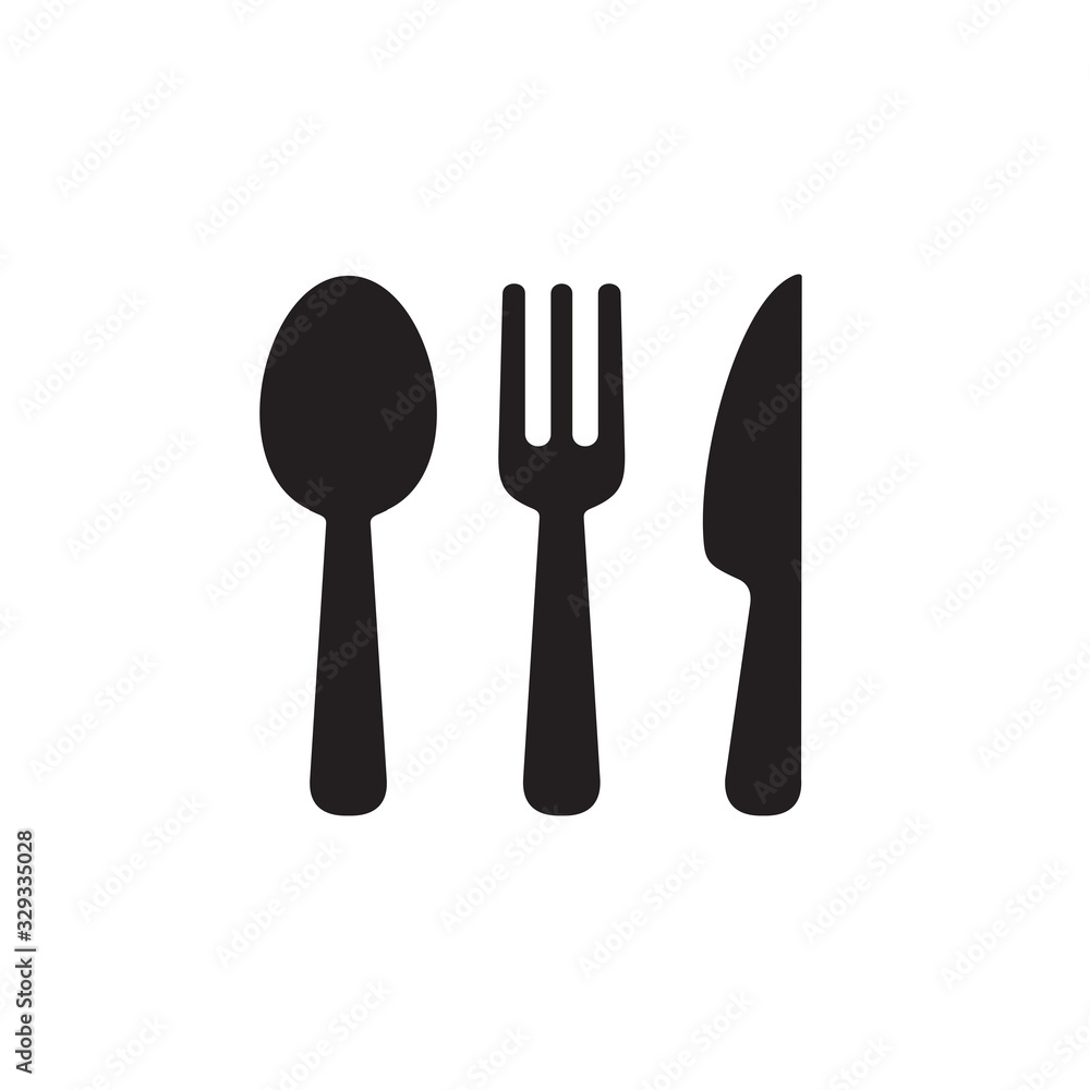 Simple spoon fork knife flat icon design vector Simple spoon fork knife flat icon design vector