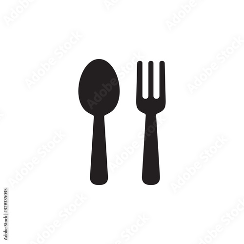 Simple spoon and fork flat icon design vector