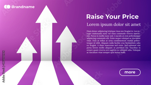 Rise Your Price - Web Template in Trendy Colors. Business Arrow Target Direction to Growth and Success. Modern Vector Illustration or Design Template.