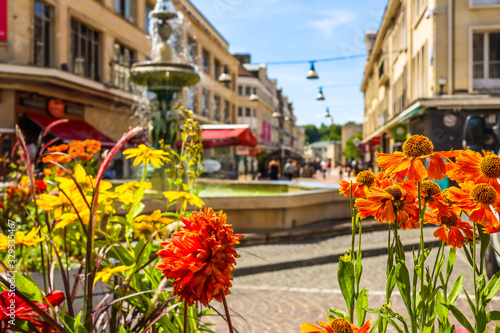 Fototapeta Naklejka Na Ścianę i Meble -  Fountain on the street in the center of Beauvais, France