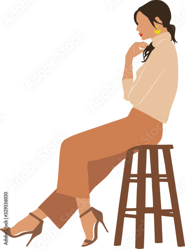 Woman is sitting on a chair. Abstract illustration