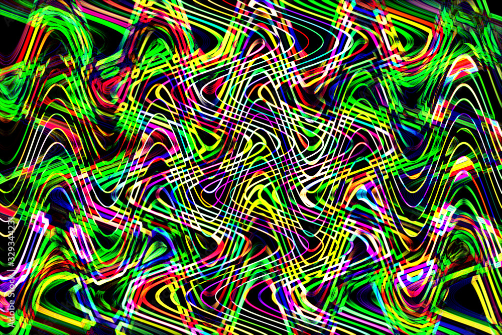 Abstract psychedelic Futuristic colorful background cube effect color texture with soft connecting Wavy Lines lines. Psychedelic wallpaper or for web .