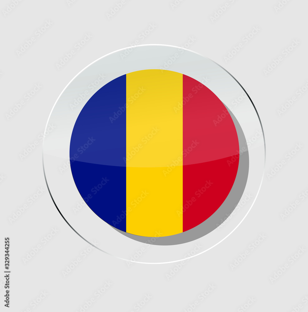 Fototapeta premium Country circle chad flag icon with a white background