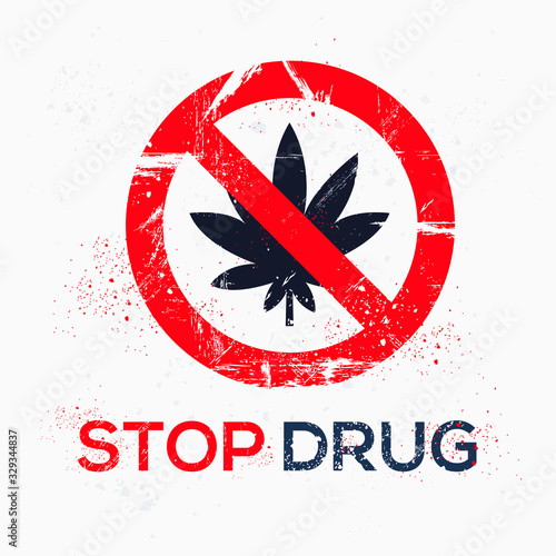  Warning sign (stop drugs), vector illustration.