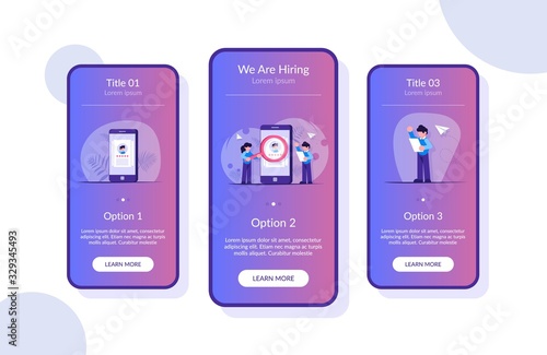 HR managers a man and a girl are considering candidates for the workplace. Search for a new employee. Young people are standing near the phone. Modern vector flat illustration.