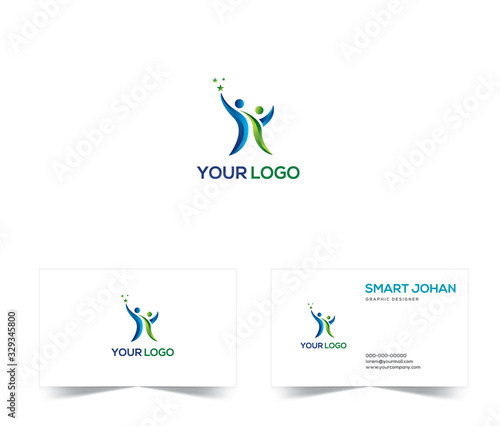 vector logo illustration business career success. Creative logo for agency. icon of man and women