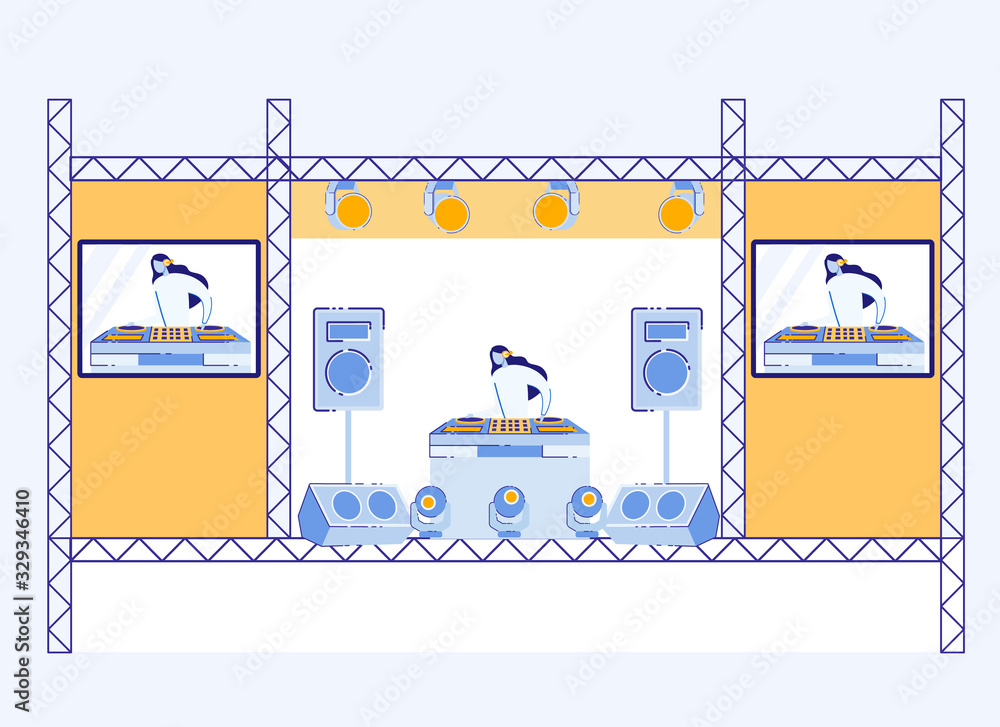 Dj Party Performance. Girl Artist in Headphones Mixing Music Track on Turntables Standing on Stage with Huge Screen Showing her for People. Music Festival Sound Party. Cartoon Flat Vector Illustration Stock Vector | Dj Party Performance. Girl Artist in Headphones Mixing Music Track on Turntables Standing on Stage with Huge Screen Showing her for People. Music Festival Sound Party. Cartoon Flat Vector Illustration Stock Vector |