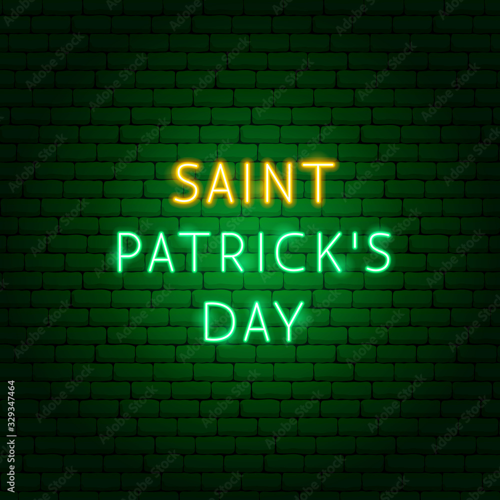 Saint Patricks Day Neon Text