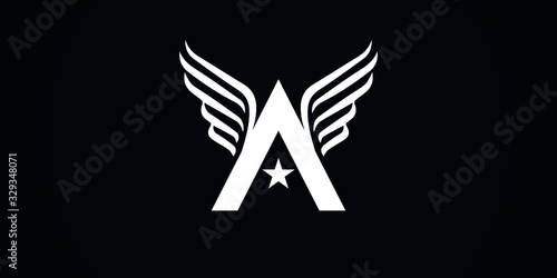A initial letter logo design with wings