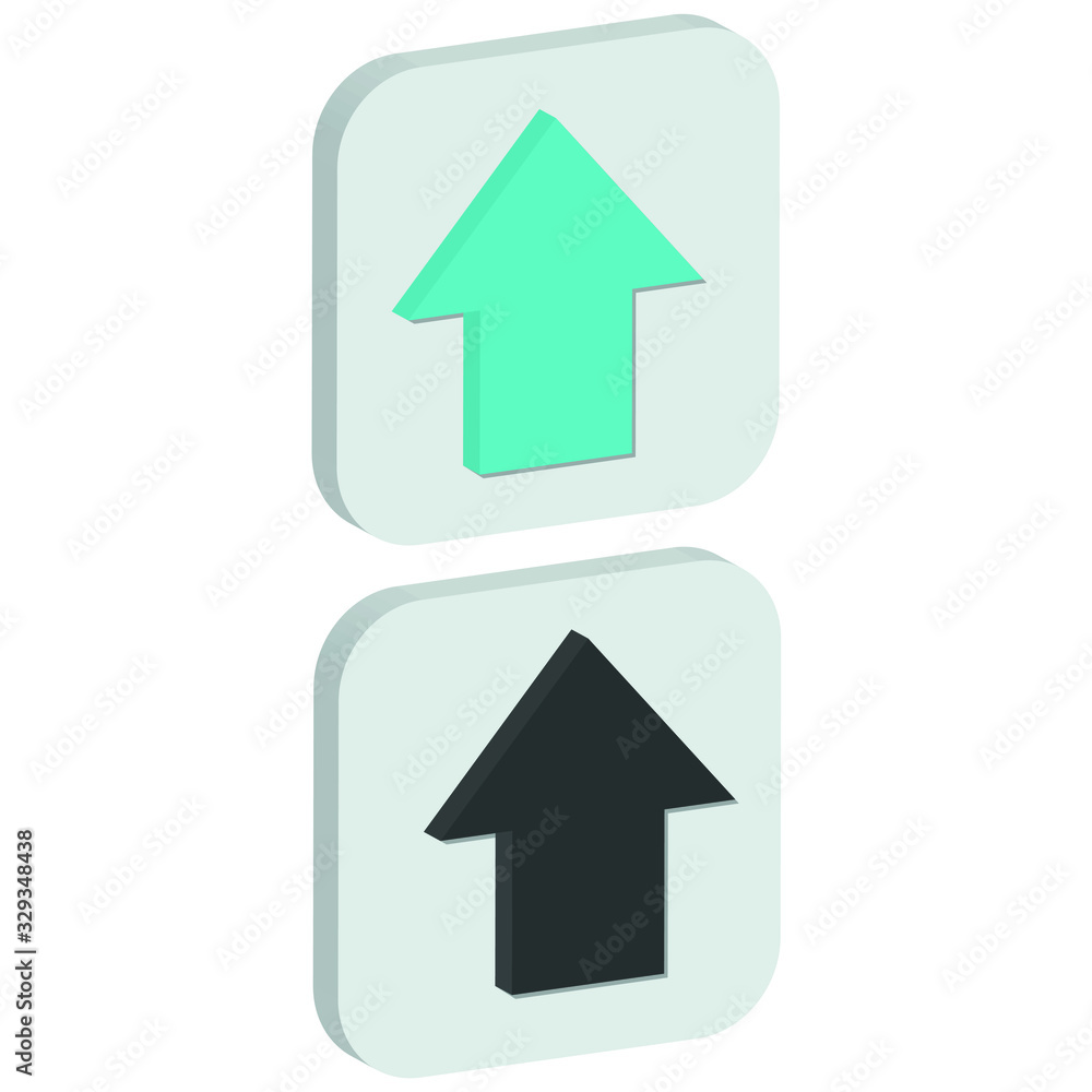 Flat up mark Icon in isometric style