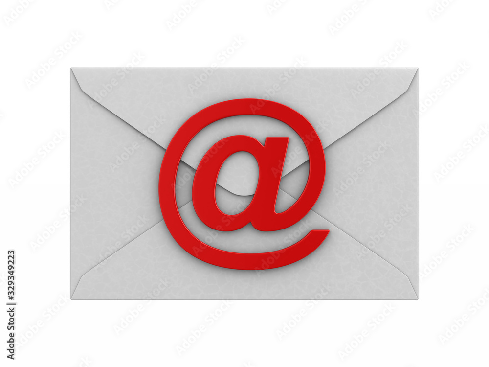 closed envelope and symbol email on white background. Isolated 3D illustration closed envelope and symbol email on white background. Isolated 3D illustration