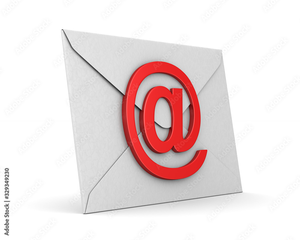 closed envelope and symbol email on white background. Isolated 3D illustration closed envelope and symbol email on white background. Isolated 3D illustration