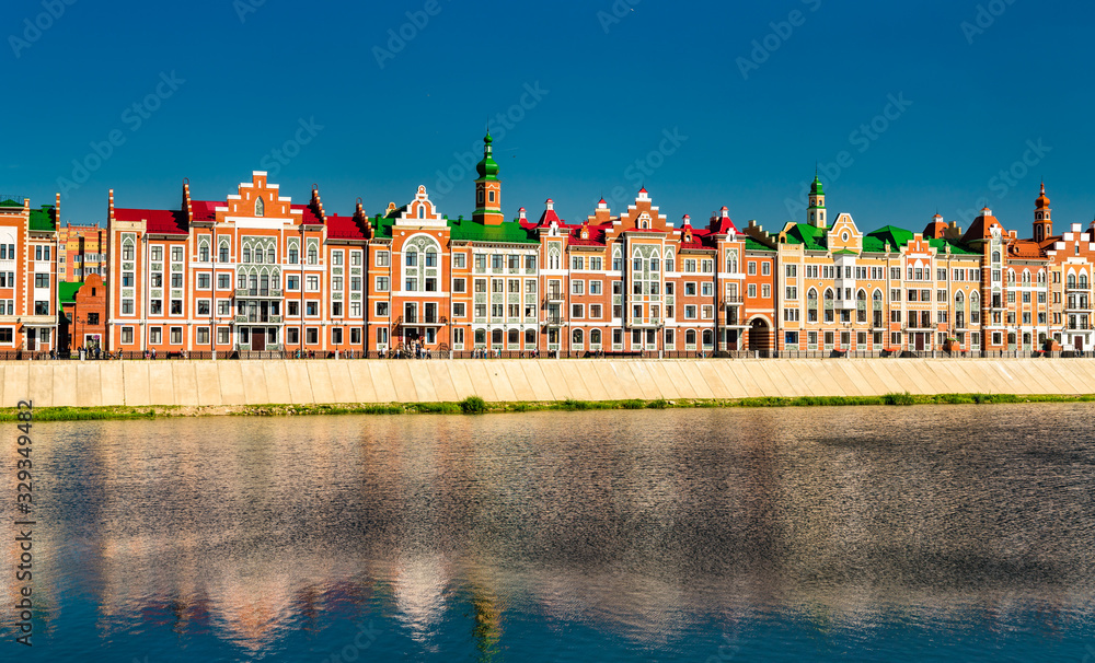 Houses at the embankment of the Malaya Kokshaga River in Yoshkar-Ola - Mari El, Russia Houses at the embankment of the Malaya Kokshaga River in Yoshkar-Ola - Mari El, Russia