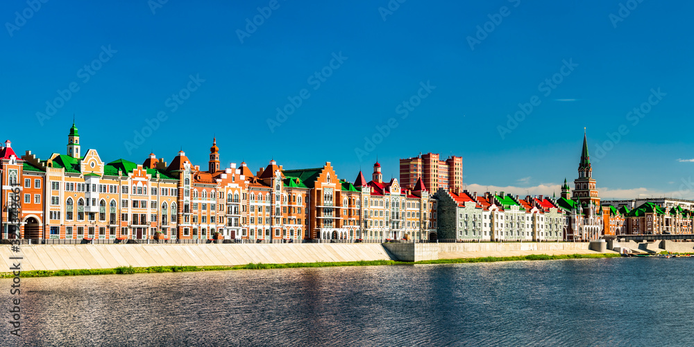 Houses at the embankment of the Malaya Kokshaga River in Yoshkar-Ola - Mari El, Russia Houses at the embankment of the Malaya Kokshaga River in Yoshkar-Ola - Mari El, Russia