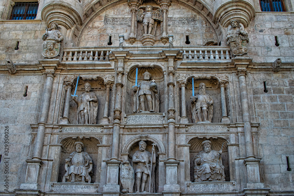facade of ancient church in spain