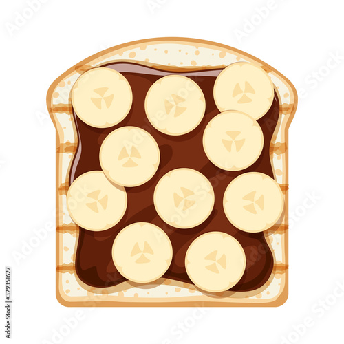 Open sandwich with sweet chocolate spread and banana.