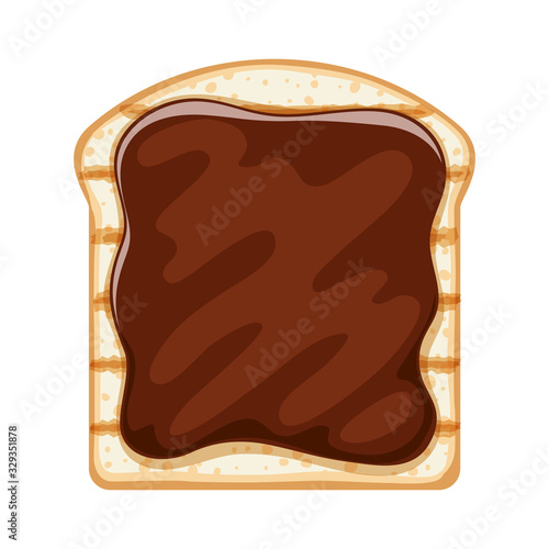Open sandwich with sweet chocolate or cocoa spread.
