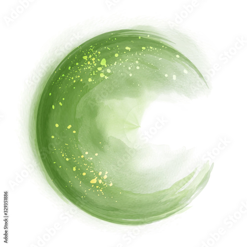 Green circle splash brush watercolor