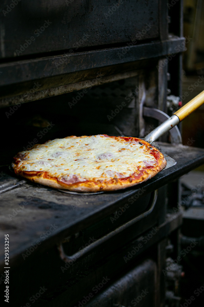 pizza in the oven