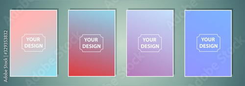 Set of a4 abstract gradient banners. Minimal style color background. Template for wallpaper, mobile app, screen