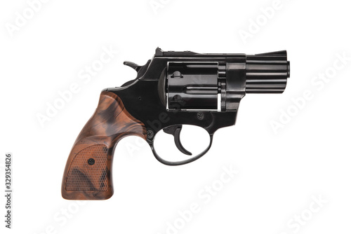 Wallpaper Mural Small black gun revolver isolate on white background. Pocket pistol for self-defense. Ladies' revolver. Spy Weapon. Torontodigital.ca