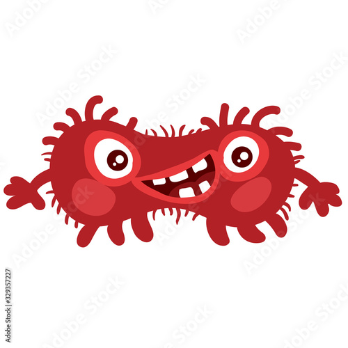 Virus, microbe, pathogen, germ vector icon. Red micro bacteria illustration isolated on white background, © Oxana Kopyrina