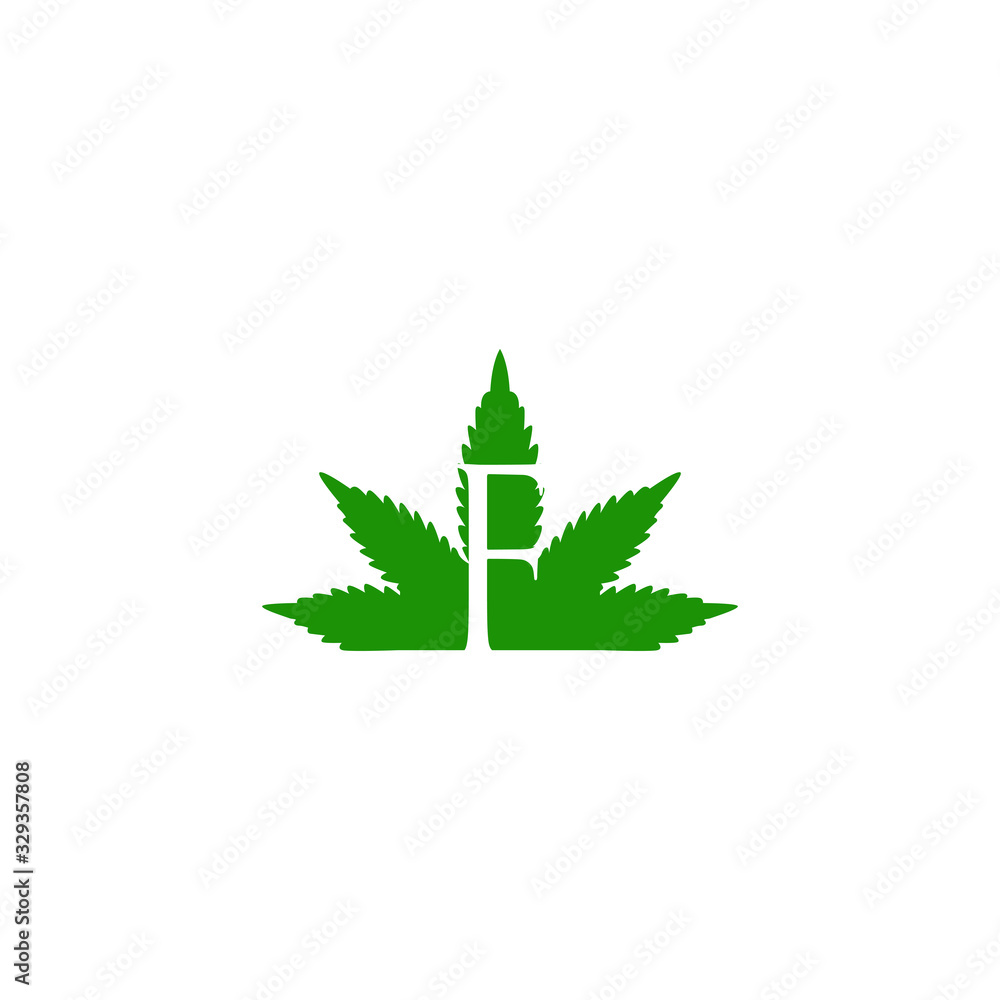 Fototapeta premium logo letter f with icon marijuana vector design 