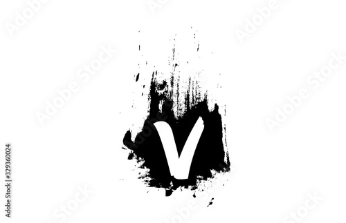 letter V grunge vintage alphabet letter logo with brush stroke icon design for business and company