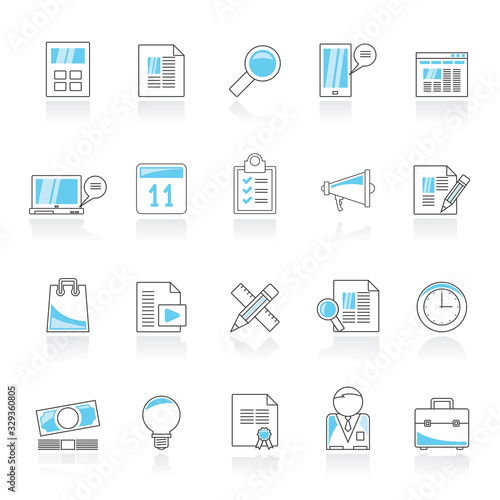 Business, finance and office icons - vector icon set