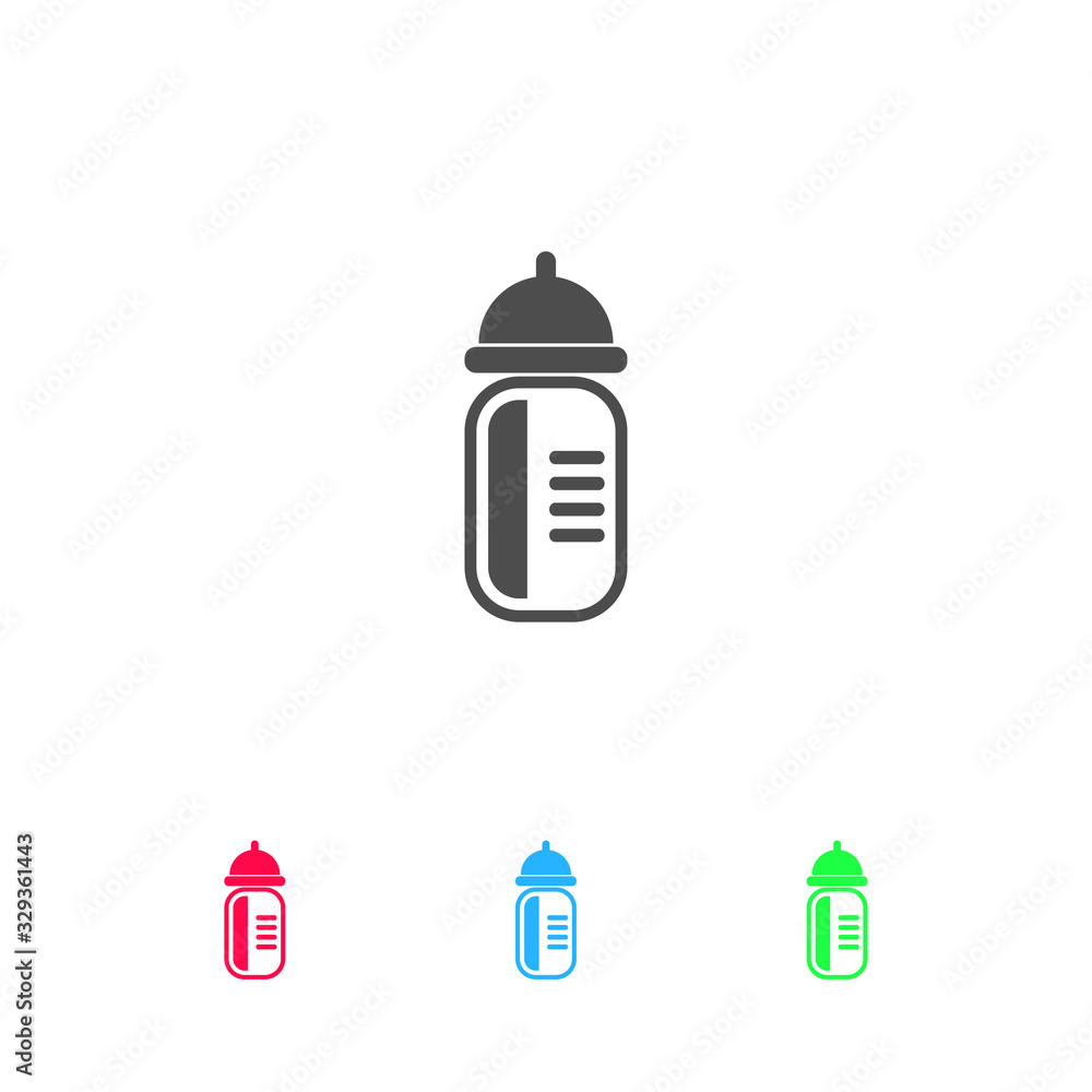Feeding bottle icon flat. Feeding bottle icon flat.