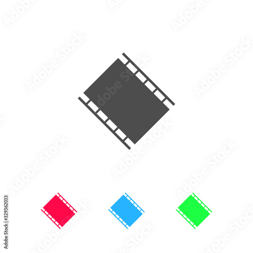 Film reel icon flat.