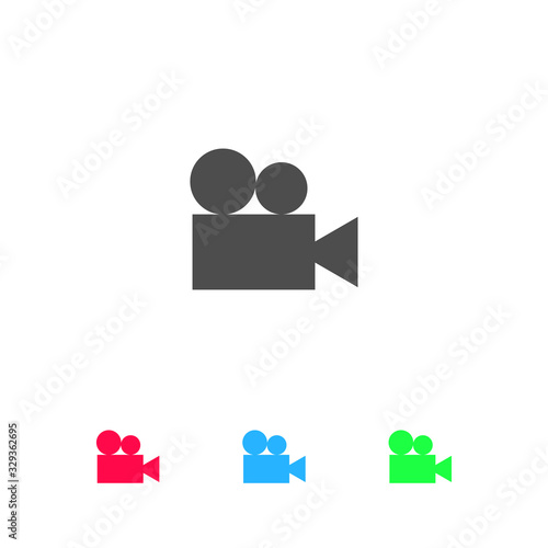 Retro cinema icon flat.