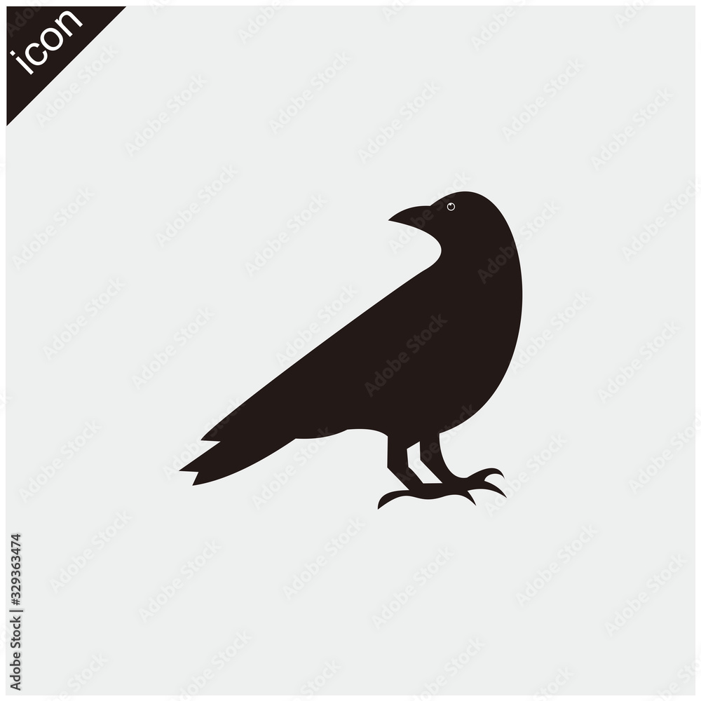 Obraz premium raven vector icon illustration sign
