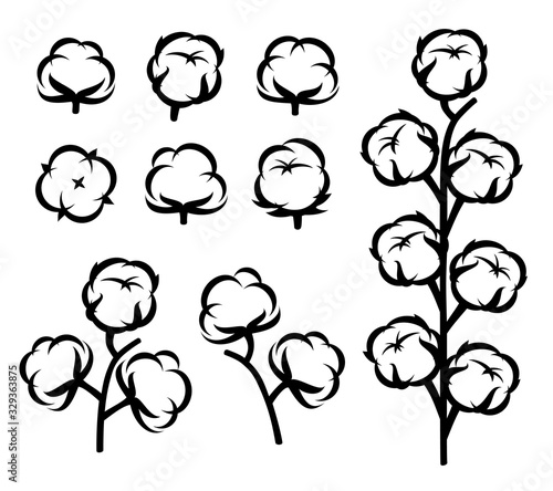 Cotton set. Collection cotton icons. Vector