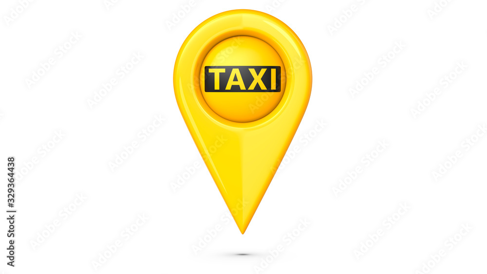 Pin map place location with the word taxi. 3d rendering Illustration Isolated on white background. Pin map place location with the word taxi. 3d rendering Illustration Isolated on white background.