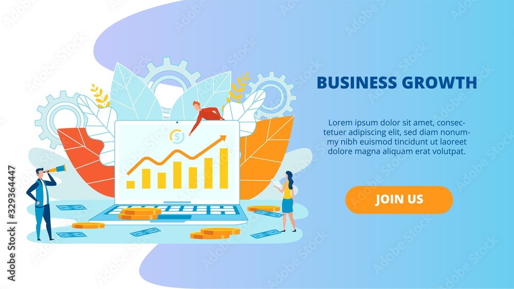 Group of People Studying Online Business Growth. Man and woman conduct Analitics Incresing Profit Business Company. Graph Financial Performance Growth on Laptop Monitor. Start Page for Site.