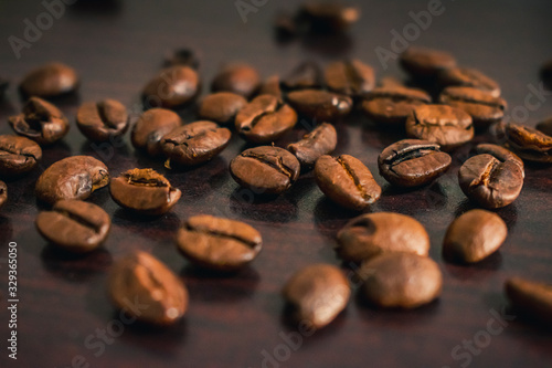 coffee beans on wooden background