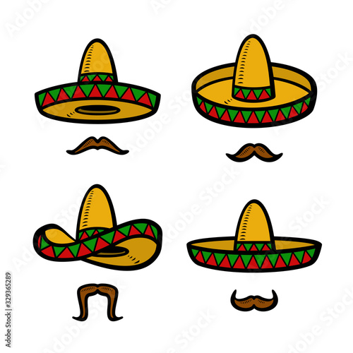 Sombrero set. Collection icon sombrero. Vector
