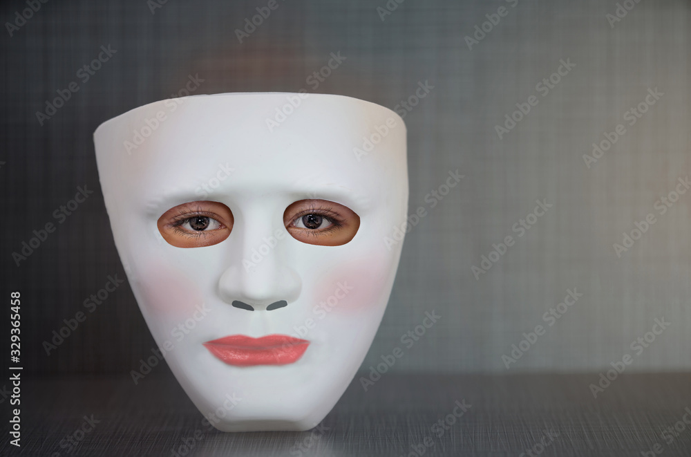 white plastic face mask with human eye,female white plastic face mask with human eye,female